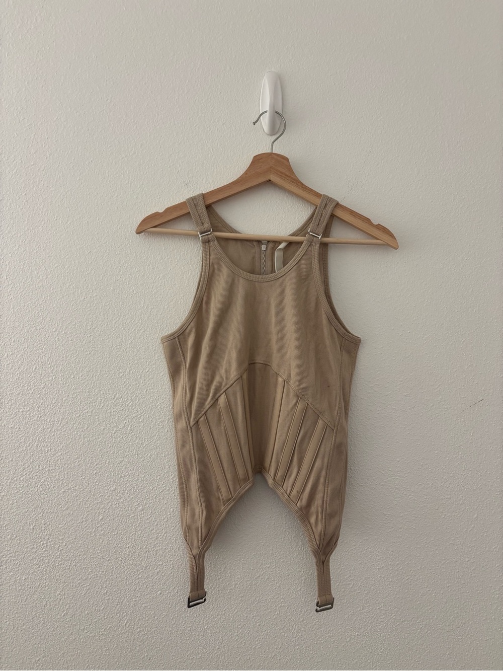 Dion lee 2x2 rib fin corset tank in sand dollar new nwt